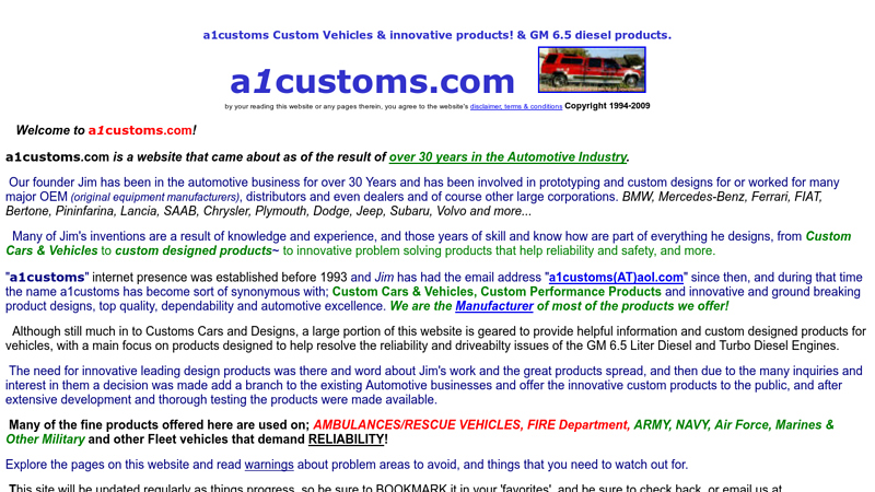 a1customs Custom Vehicles & innovative products! & GM 6.5 diesel products.