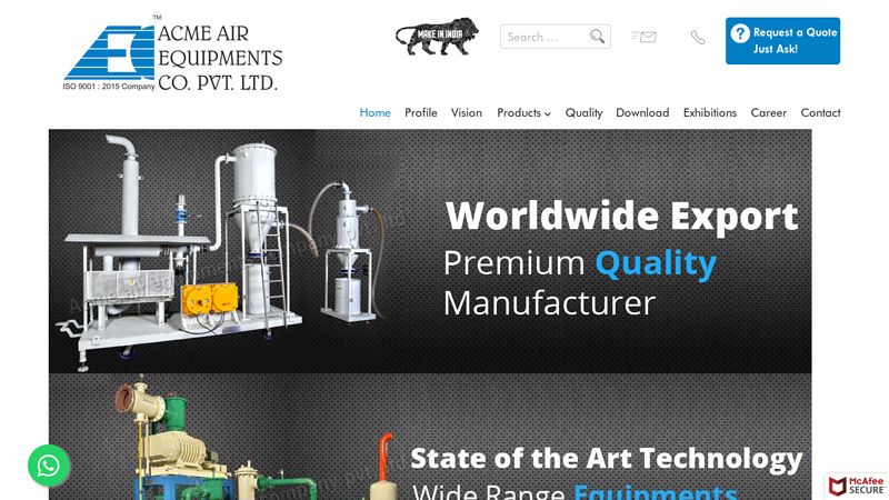 Acme Air Equipments - Dust Collection System, Vacuum Pumps Manufacturer