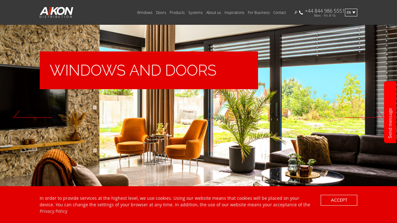 AIKON DISTRIBUTION. Windows & doors manufacturer. Box sash, aluminium windows, garage doors