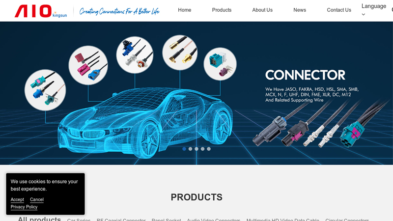 Antenna connector,jaso connector,fakra connector,hsl cable,car wire harness supplier-AIO KINGSUN