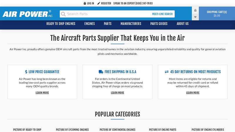 Aircraft Parts Supplier | Shop Aircraft Parts, Engines & Supplies - Air Power Inc.