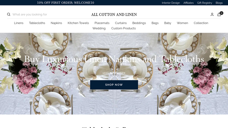 Linen Napkins & Linen Tablecloths - All Cotton and Linen