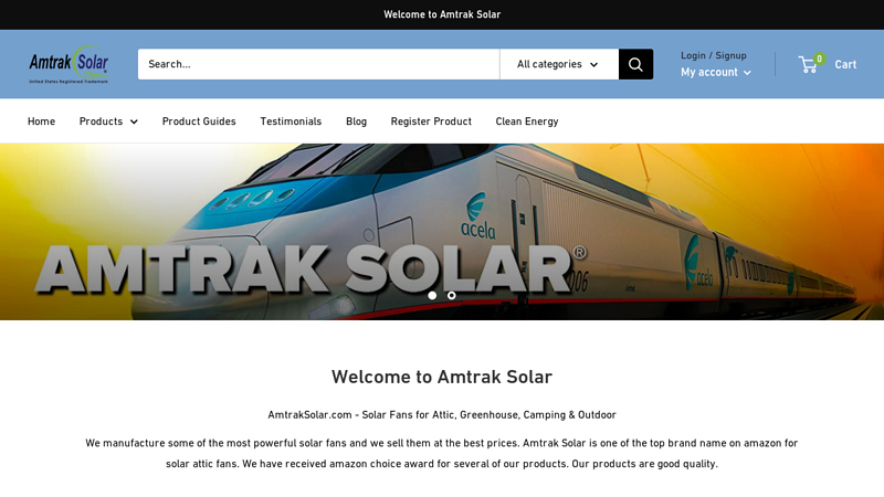 AmtrakSolar.com - Solar Fans for Attic, Greenhouse, Camping & Outdoor