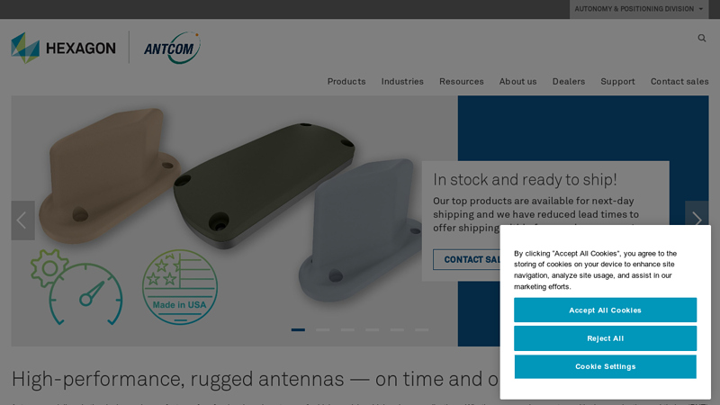 GNSS/GPS, communications, navigation and single-use antenna manufacturer | Antcom