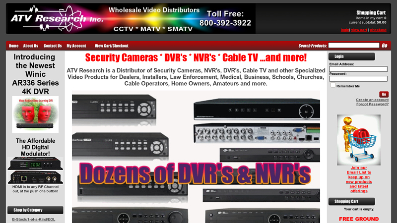 ATV Research Inc, | Security Cameras, DVRs & Cable TV Products
