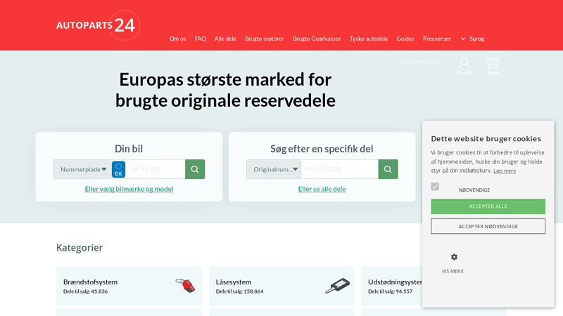 Brugte reservedele - Sammenlign pris fra ophug - Autoparts24