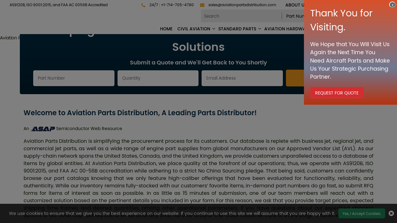 Global Distributor of Civil Aviation Parts as per the ATA Chapters