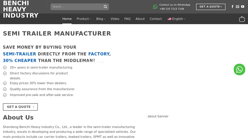 Semi Trailer Manufacturer - Benchi Heavy Industry | Benchi Trailer