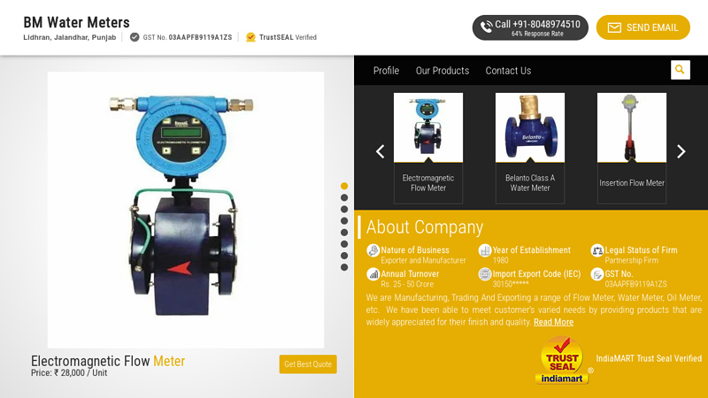 BM Water Meters - Manufacturer of Water Meter & Flow Meter from Jalandhar