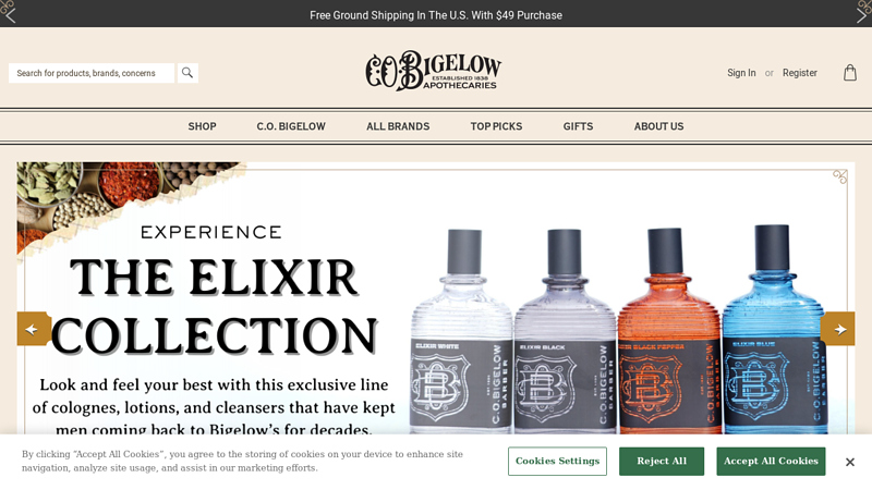 C.O. Bigelow C The Oldest Apothecary in America C Established 1838