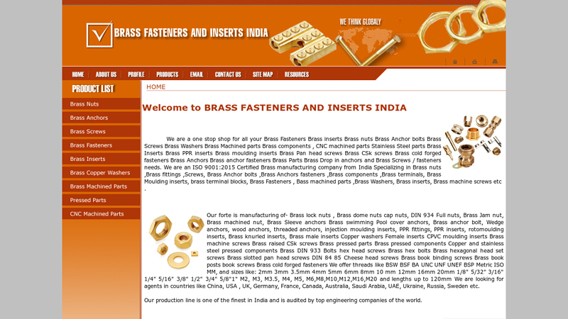 BRASS FASTENERS AND INSERTS INDIA