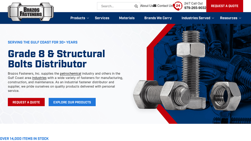 Grade 8 & Structural Bolts Distributor - Gulf Coast Bolt Supplier | Brazos Fasteners