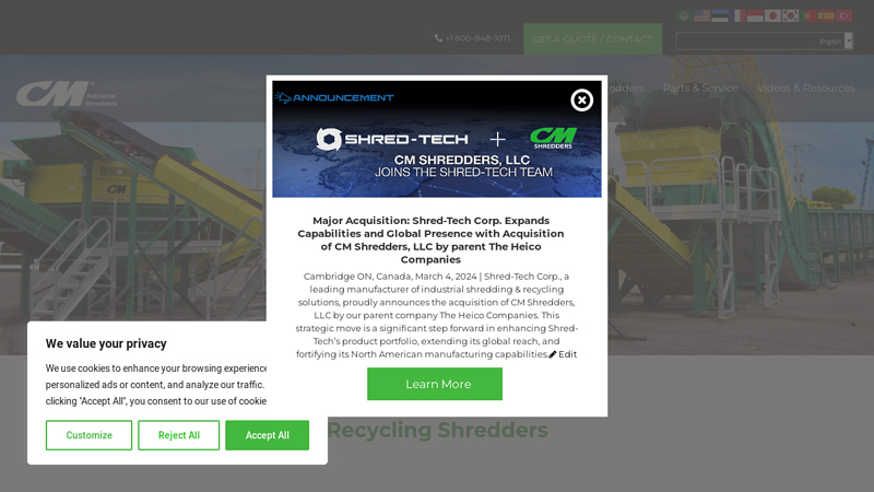 CM Shredders | Industrial Shredders Recycling Equipment