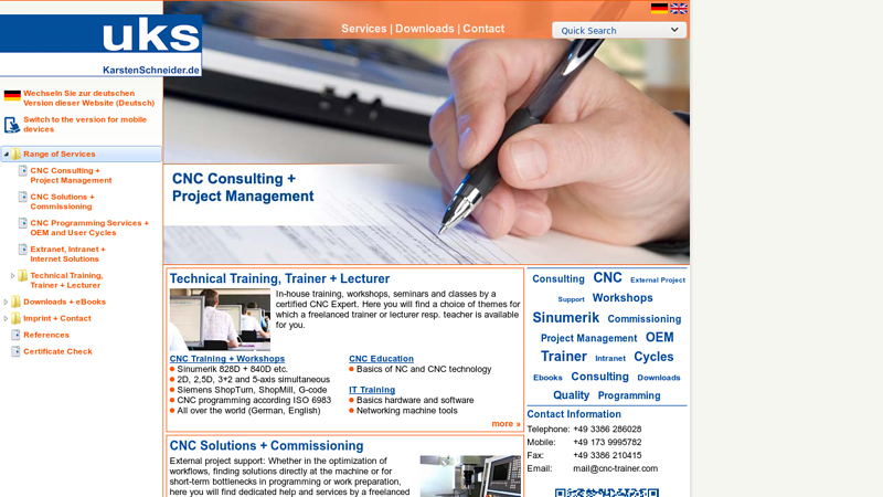 CNC Project Support by an External CNC Freelancer / CNC Expert (CNC Services)