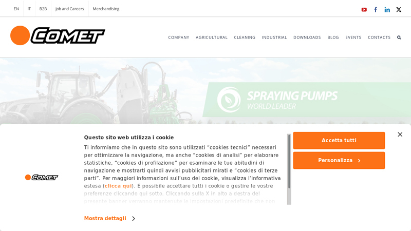 Agricultural pumps - Industrial pumps - Cleaning - Comet Spa