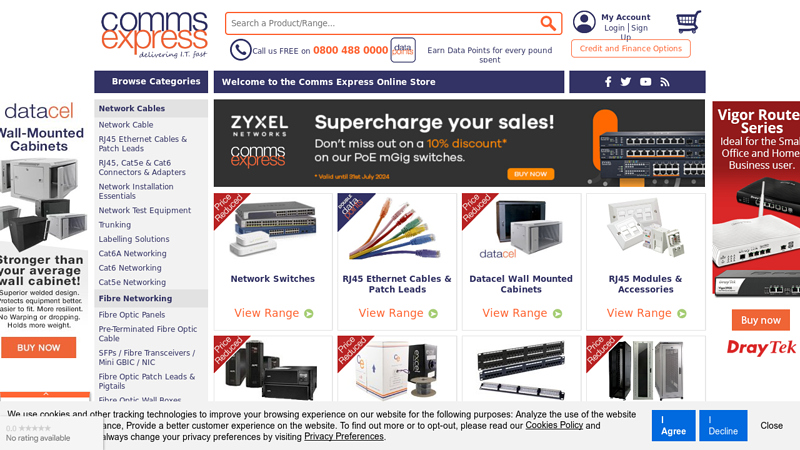 Comms Express | Top Supplier of Network Cables, Data & Server Racks