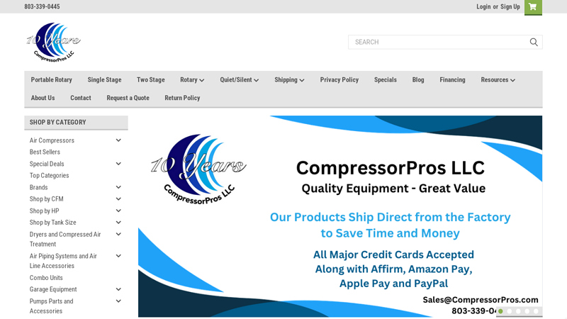 CompressorPros LLC offers great pricing on air compressors, evaporative coolers, tool boxes, sand blasters and more.