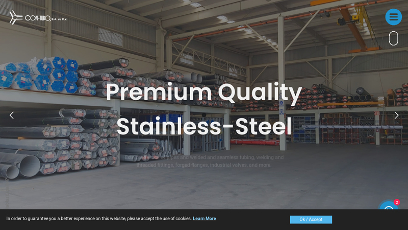 CON-TUBO SA DE CV - STAINLESS STEEL / Stainless steel products type 304 and 316 (stainless steel 304, stainless steel 316, SS304, SS316): STAINLESS STEEL.