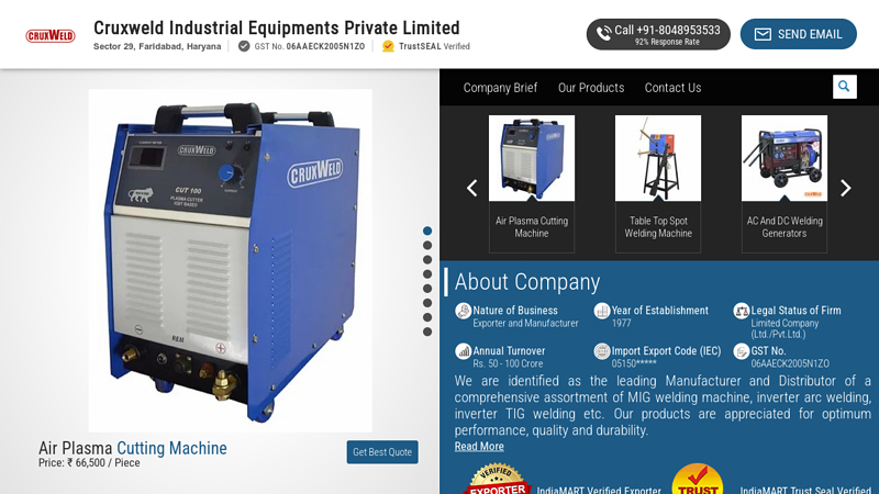 Cruxweld Industrial Equipments Private Limited, Faridabad - Manufacturer of Spot Welding Machines and ARC Welding Machine