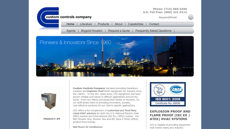 Explosion Proof Fans | Explosion Proof Air Conditioners | Explosion Proof Heaters | Hazardous Location HVAC ? Custom Controls Company, Houston Texas