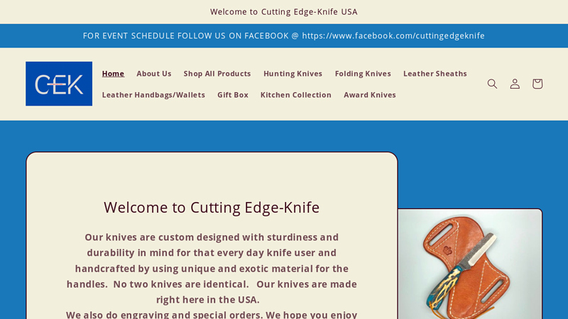 Custom designed & Handcrafted Knives here in the USA C Cutting Edge Knife
