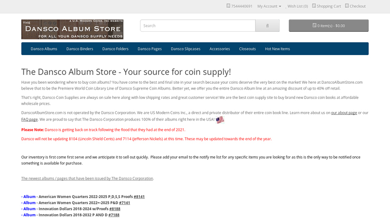 Dansco Coin Albums, Albums, Slipcases and Pages by the Dansco Album Store