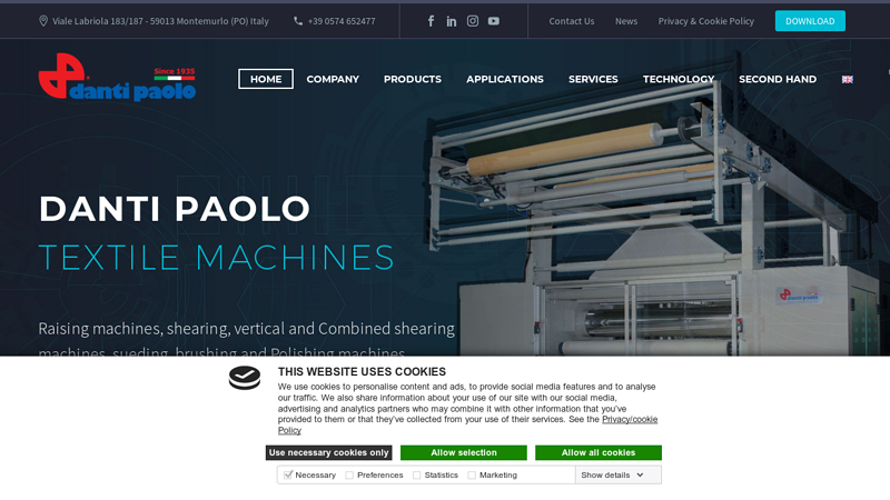 Industry textile finishing, Raising, Shearing and Polishing machine- Danti Paolo & C. SRL