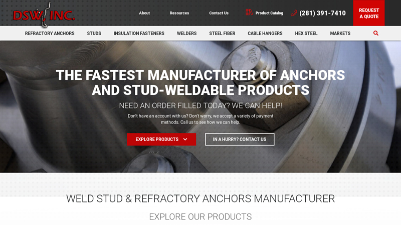 Weld Stud & Refractory Anchors Manufacturer | Delta Stud Weld