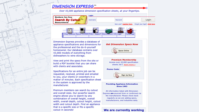 Dimension Express - download over 43,000 appliance dimensions and appliance specification sheets