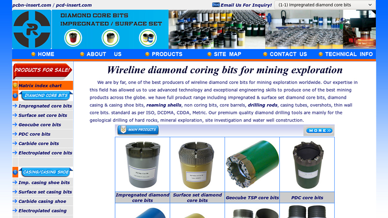 impregnated diamond core bits and surface set diamond casing shoe bits,reaming shells and wireline drill rods manufacturer in China