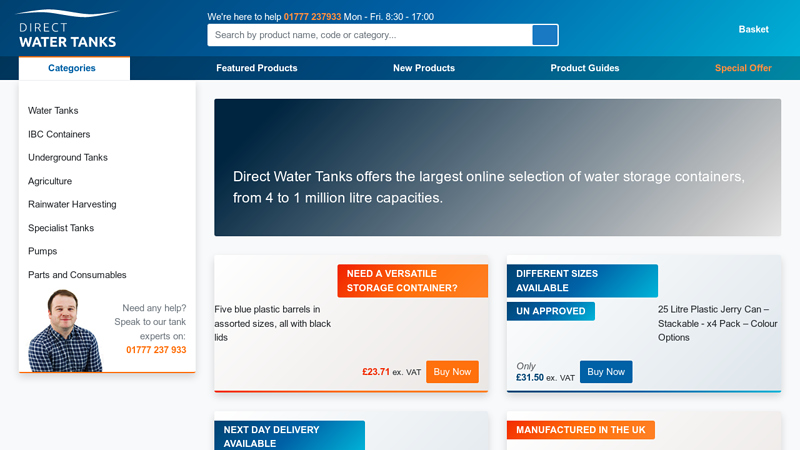 Water Tanks | IBC Containers | Plastic, Steel & GRP - Direct Water Tanks