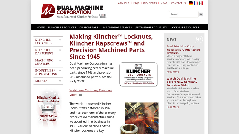 Precision CNC Machined Parts, Screw Machine Parts, and the Manufacturer of Klincher? Locknuts and Klincher Kapscrews?.