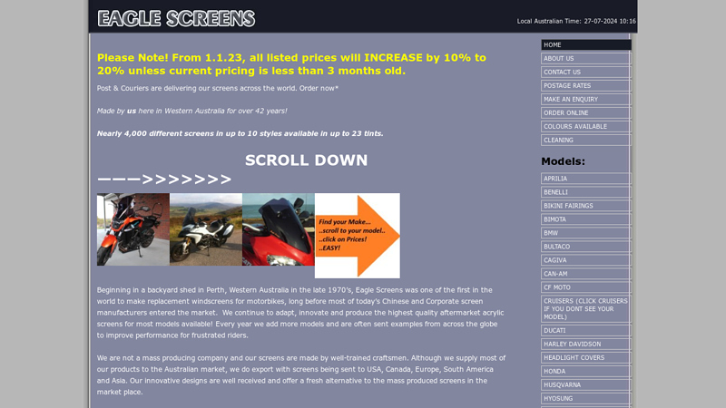 Motorcycle Screens | Eagle Screens Australia Eagle Screens Australia