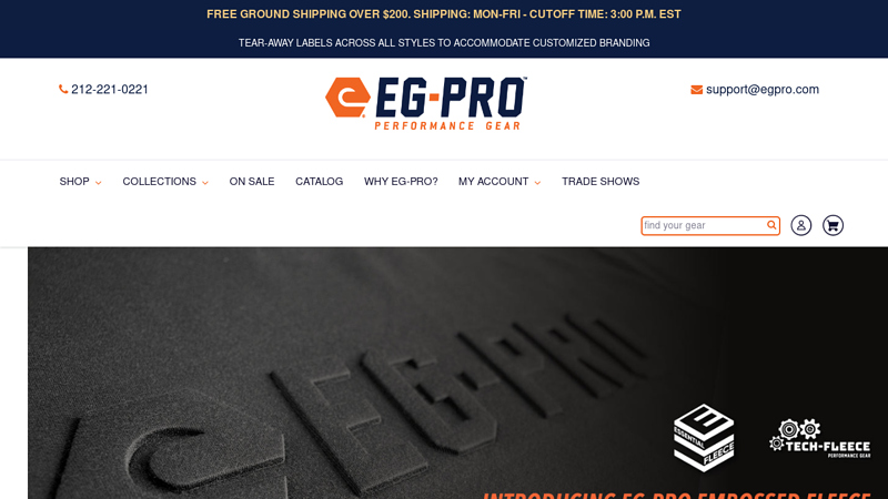 EG-PRO Custom Blank Performance Apparel Manufacturer C egpro.com