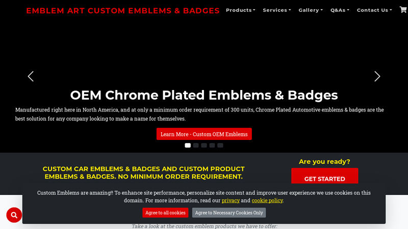 EmblemArt Custom Emblems & Badges | Car Emblems & Product Badges | No Minimum Order Custom Made Emblems from Your Design