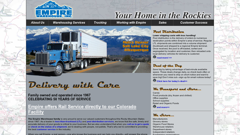 Trucking and Transportation Services, Freight, Distribution, Warehouse Storage, Cold Storage, Pool Distribution, LTL Less than Truckload, Distribution Warehousing - Empire Warehouse, Inc.