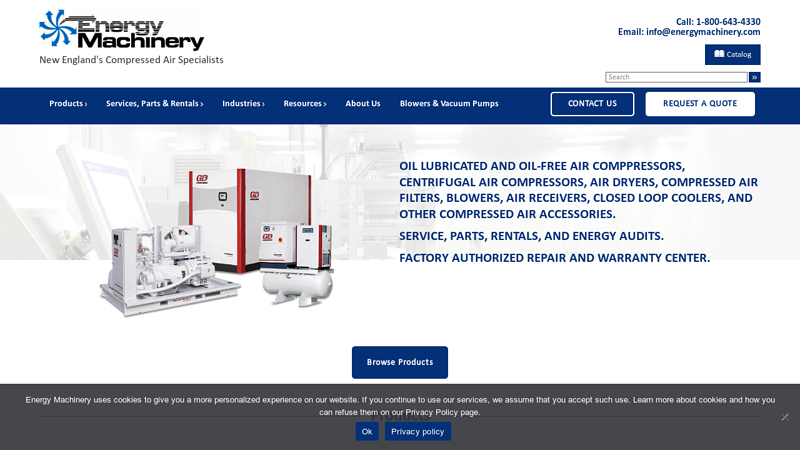 Distributor of Compressed Air Products - Rockland, Massachusetts - Energy Machinery, Inc.