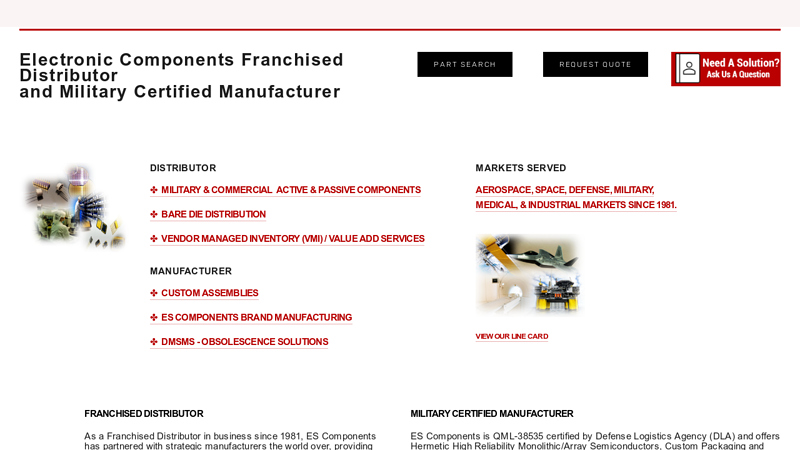Electronic Components Franchised Distributor - Military Certified Manufacturer | ES Components
