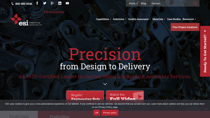 Production Metal Stamping | Engineering Specialties, Inc.