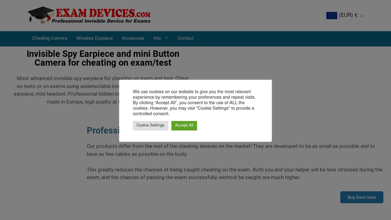 Invisible Spy Earpiece and Camera for cheating on exam - covert earpiece
