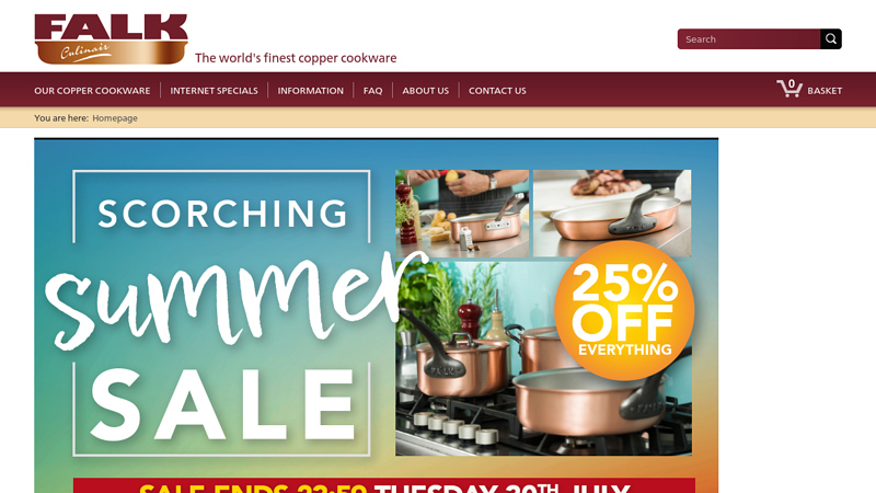 Falk Copper Cookware::Now available directly from our factory
