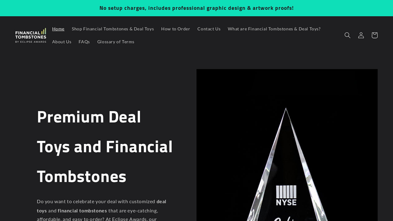 Custom Financial Tombstones and Deal Toys by Eclipse Awards C Financial Tombstones & Deal Toys by Eclipse Awards