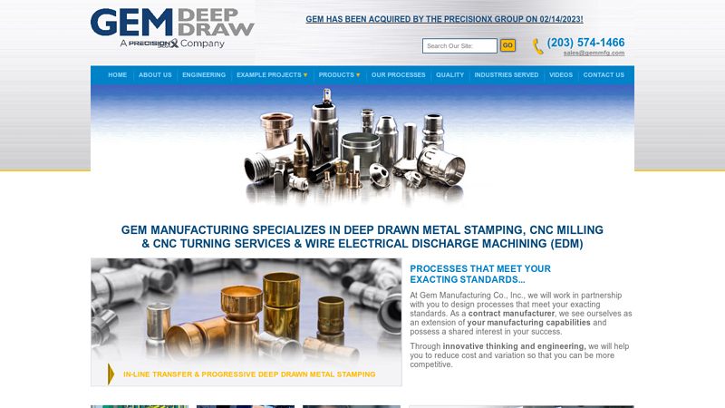 Custom In-Line Transfer & Progressive Deep Drawn Metal Stamping Services - Gem Manufacturing