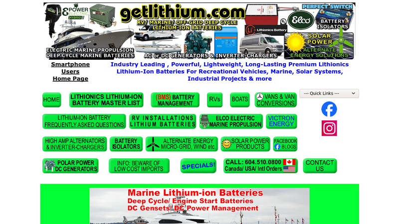 Lithionics Battery lithium ion deep cycle house & engine cranking batteries for RV, Marine, solar power, off grid power, sailboats, yachts, industry plus Elco electric marine motors - Discount Wholesale and OEM lithium-ion battery pricing available.