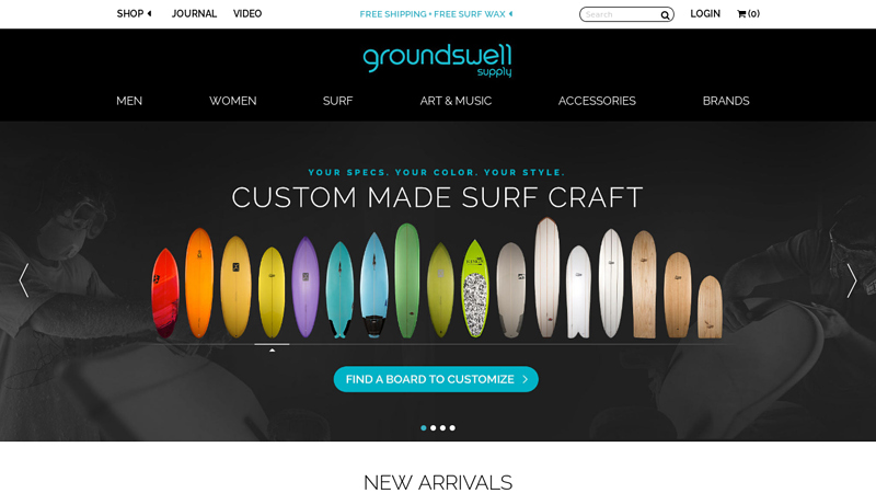 Online Surf Shop for Ocean & Surf Gear and Custom Made Surfboards C Groundswell Supply