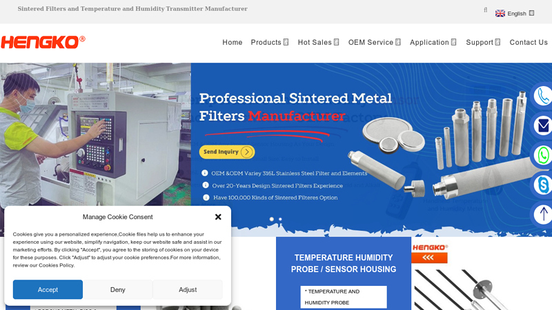 Sintered Porous Metal Filters, O.E.M Humidity Sensor Probe