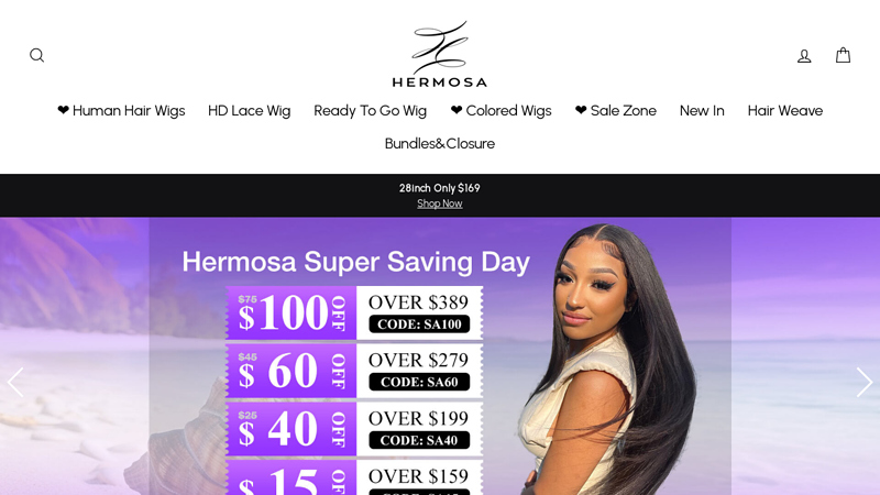 Lace Front Human Hair Wigs | Virgin Hair Weaves - Hermosa Hair