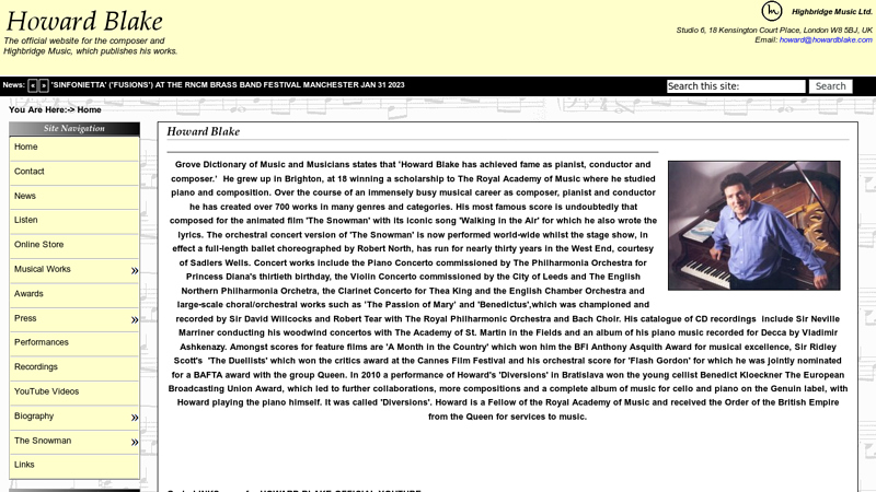 Howard Blake English Composer of The Snowman, Lifecycle, Benedictus and many other musical works