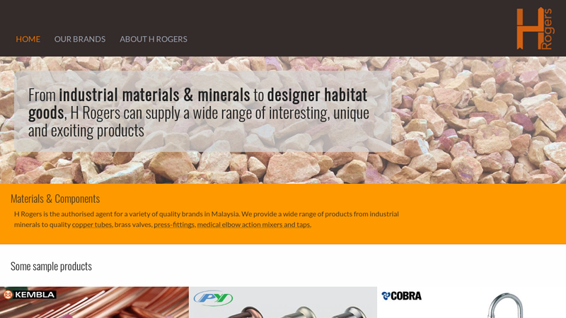 Welcome to H Rogers | H Rogers Malaysia imports base minerals, copper tubes, press-fit fittings, luminaires and designer habitat goods