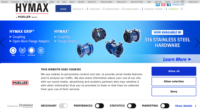2-bolt clamps , HYMAX, Coupling and Restraint products , Wastewater pipes | Hymax USA - HYMAX coupling